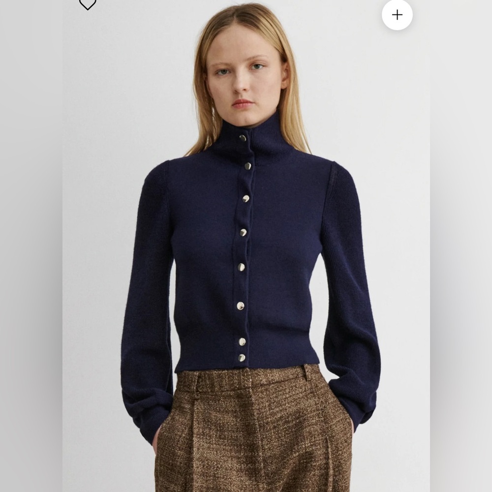 Rachel Comey Black Snap Front Crop Abe Jacket Alpaca Cardigan.